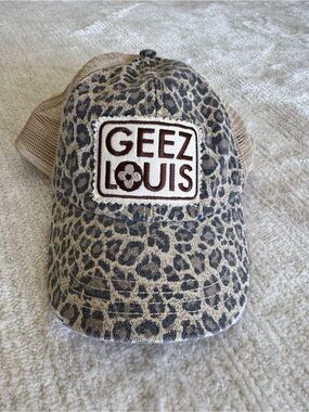 Leopard Patch Baseball Cap with 'GEEZ LOUI$' Patch